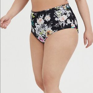 BLACK FLORAL & STRIPE REVERSIBLE BRIEF SWIMWEAR